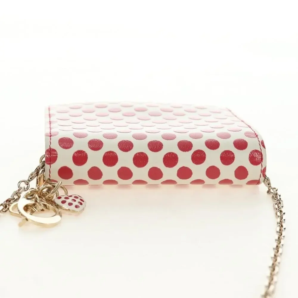 Dior Leather Chain Wallet Red